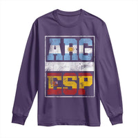 Retro ARG ESP Argentina Espana Flag Typography Graphic Long Sleeve Shirt Country Code Vintage Argentine Spainish Pride