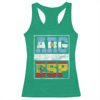 Retro ARG ESP Argentina Espana Flag Typography Graphic Racerback Tank Top Country Code Vintage Argentine Spainish Pride