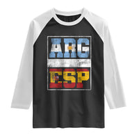 Retro ARG ESP Argentina Espana Flag Typography Graphic Raglan Shirt Country Code Vintage Argentine Spainish Pride