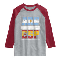 Retro ARG ESP Argentina Espana Flag Typography Graphic Raglan Shirt Country Code Vintage Argentine Spainish Pride