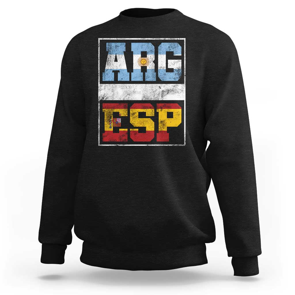 Retro ARG ESP Argentina Espana Flag Typography Graphic Sweatshirt Country Code Vintage Argentine Spainish Pride