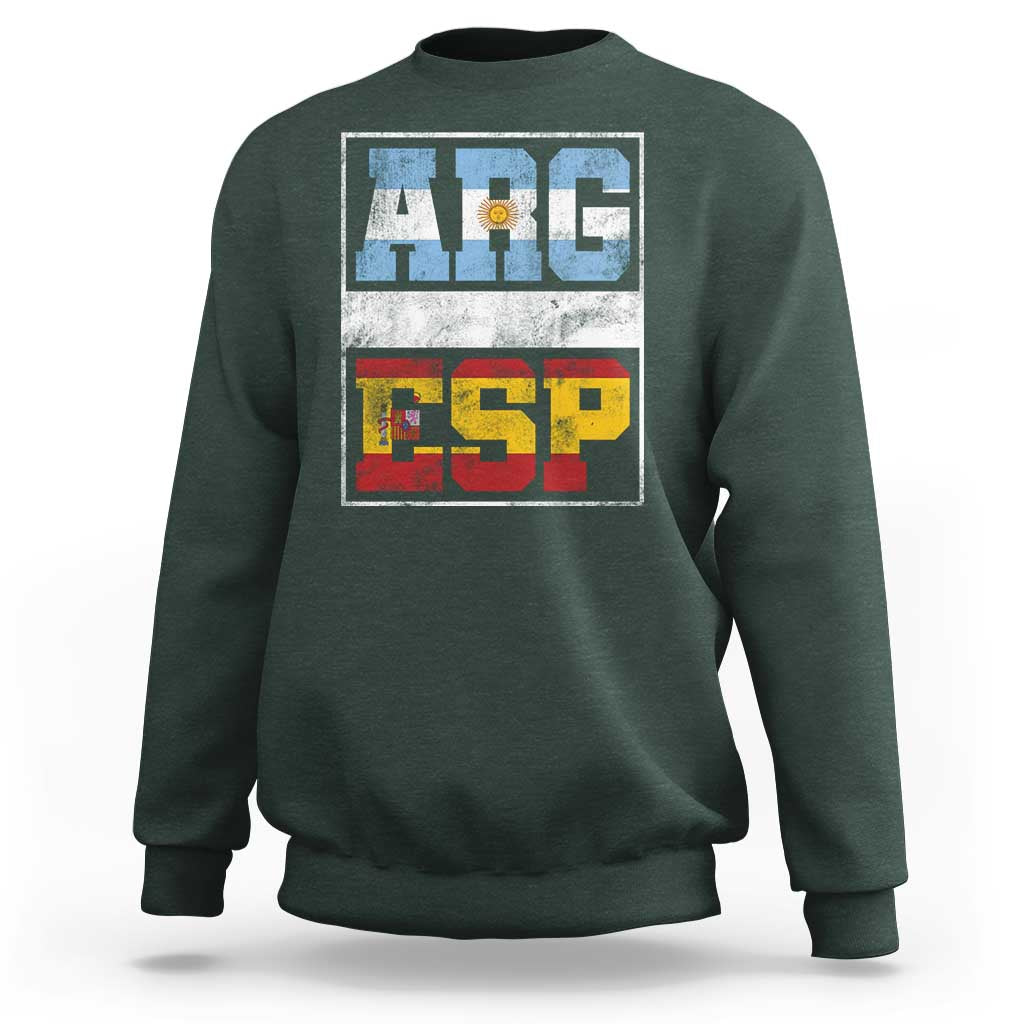 Retro ARG ESP Argentina Espana Flag Typography Graphic Sweatshirt Country Code Vintage Argentine Spainish Pride