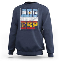 Retro ARG ESP Argentina Espana Flag Typography Graphic Sweatshirt Country Code Vintage Argentine Spainish Pride