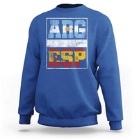 Retro ARG ESP Argentina Espana Flag Typography Graphic Sweatshirt Country Code Vintage Argentine Spainish Pride