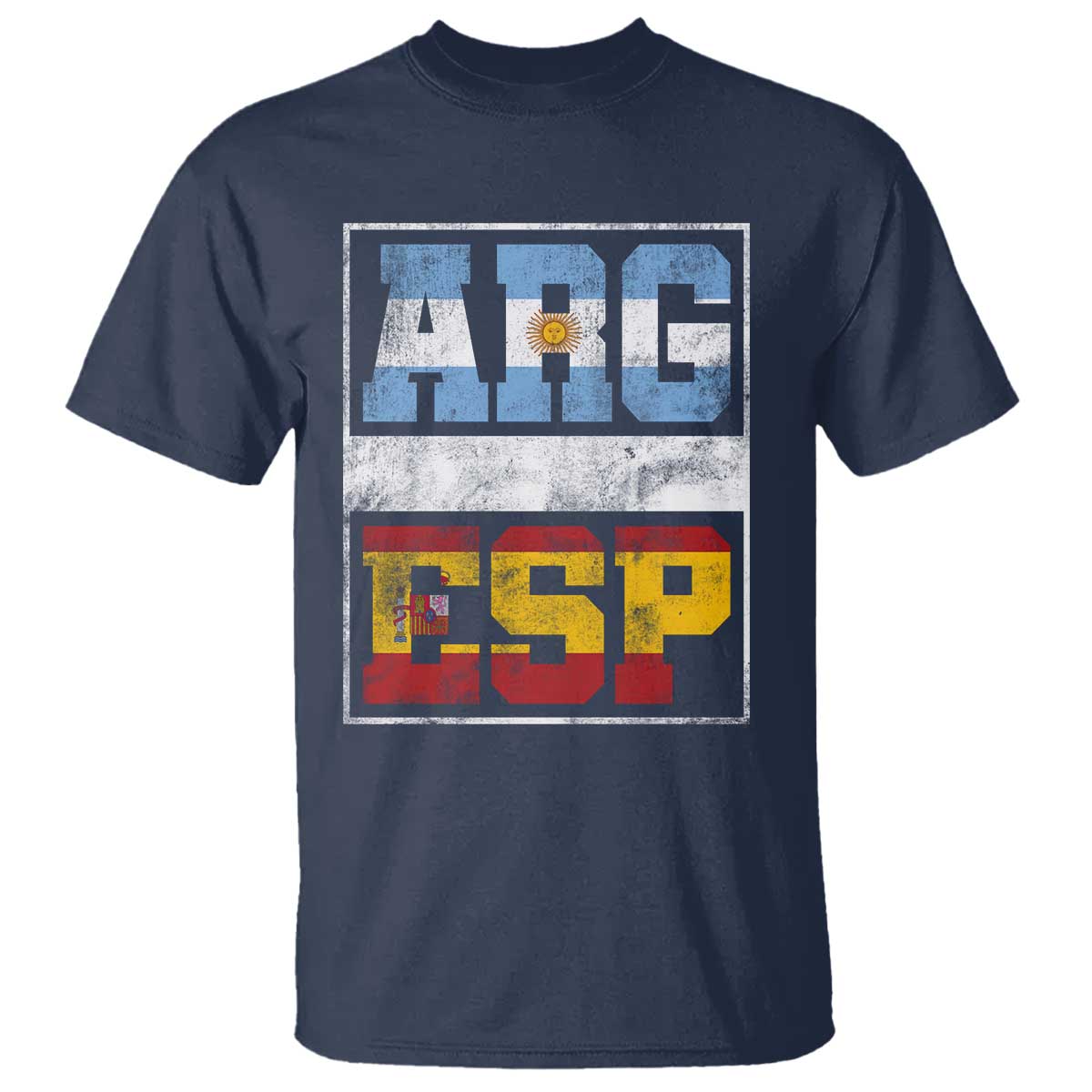Retro ARG ESP Argentina Espana Flag Typography Graphic T Shirt Country Code Vintage Argentine Spainish Pride
