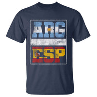 Retro ARG ESP Argentina Espana Flag Typography Graphic T Shirt Country Code Vintage Argentine Spainish Pride