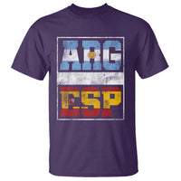Retro ARG ESP Argentina Espana Flag Typography Graphic T Shirt Country Code Vintage Argentine Spainish Pride
