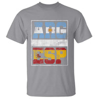 Retro ARG ESP Argentina Espana Flag Typography Graphic T Shirt Country Code Vintage Argentine Spainish Pride