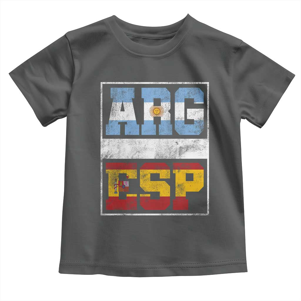 Retro ARG ESP Argentina Espana Flag Typography Graphic Toddler T Shirt Country Code Vintage Argentine Spainish Pride