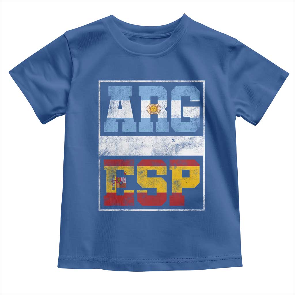 Retro ARG ESP Argentina Espana Flag Typography Graphic Toddler T Shirt Country Code Vintage Argentine Spainish Pride