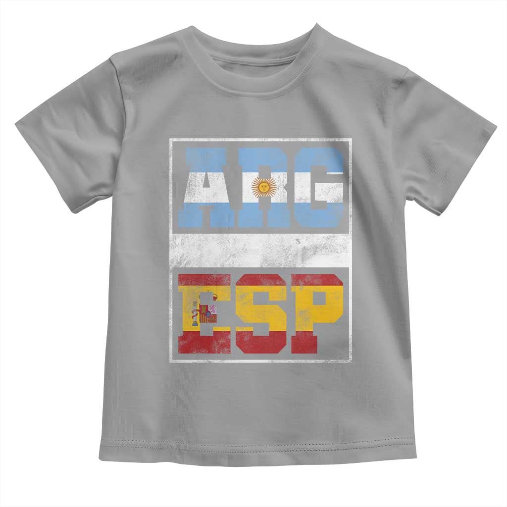 Retro ARG ESP Argentina Espana Flag Typography Graphic Toddler T Shirt Country Code Vintage Argentine Spainish Pride