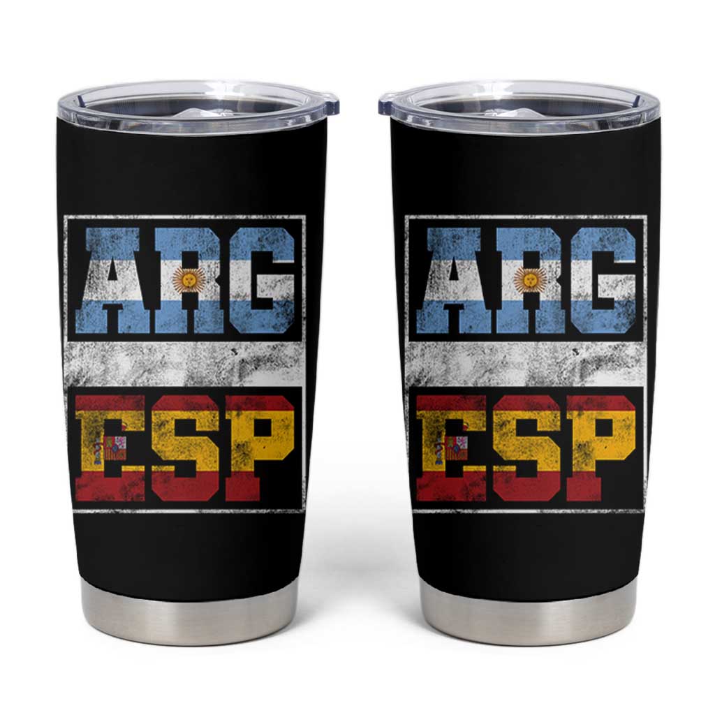 Retro ARG ESP Argentina Espana Flag Typography Graphic Tumbler Cup Country Code Vintage Argentine Spainish Pride