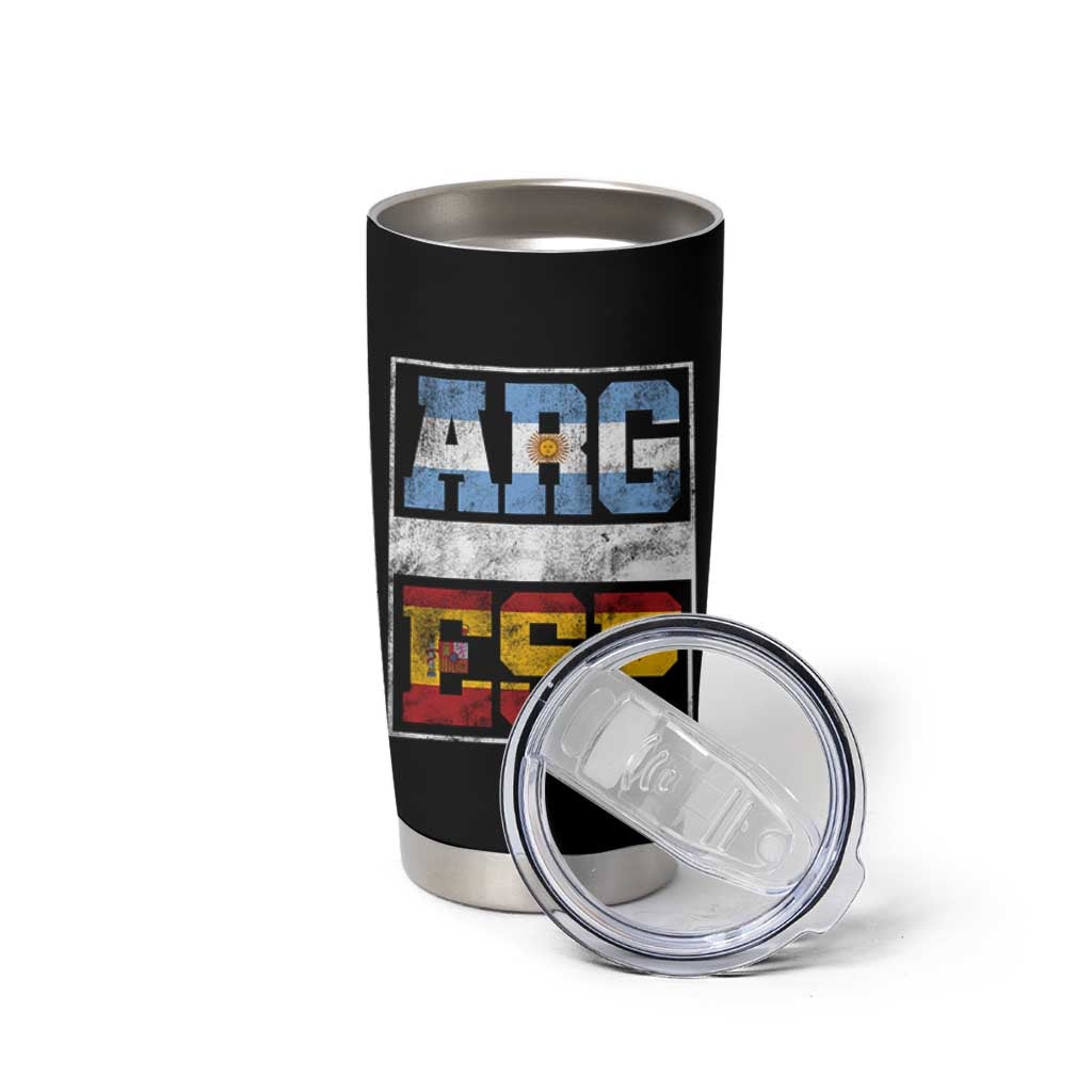 Retro ARG ESP Argentina Espana Flag Typography Graphic Tumbler Cup Country Code Vintage Argentine Spainish Pride