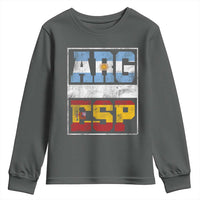 Retro ARG ESP Argentina Espana Flag Typography Graphic Youth Sweatshirt Country Code Vintage Argentine Spainish Pride