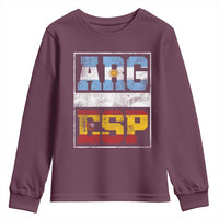 Retro ARG ESP Argentina Espana Flag Typography Graphic Youth Sweatshirt Country Code Vintage Argentine Spainish Pride