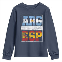 Retro ARG ESP Argentina Espana Flag Typography Graphic Youth Sweatshirt Country Code Vintage Argentine Spainish Pride