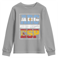 Retro ARG ESP Argentina Espana Flag Typography Graphic Youth Sweatshirt Country Code Vintage Argentine Spainish Pride