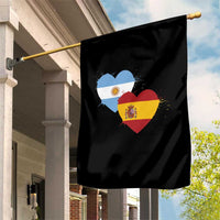 Argentina Spain Flag Two Hearts Graphic Garden Flag Dual Argentine Spanish Heritage Love Pride