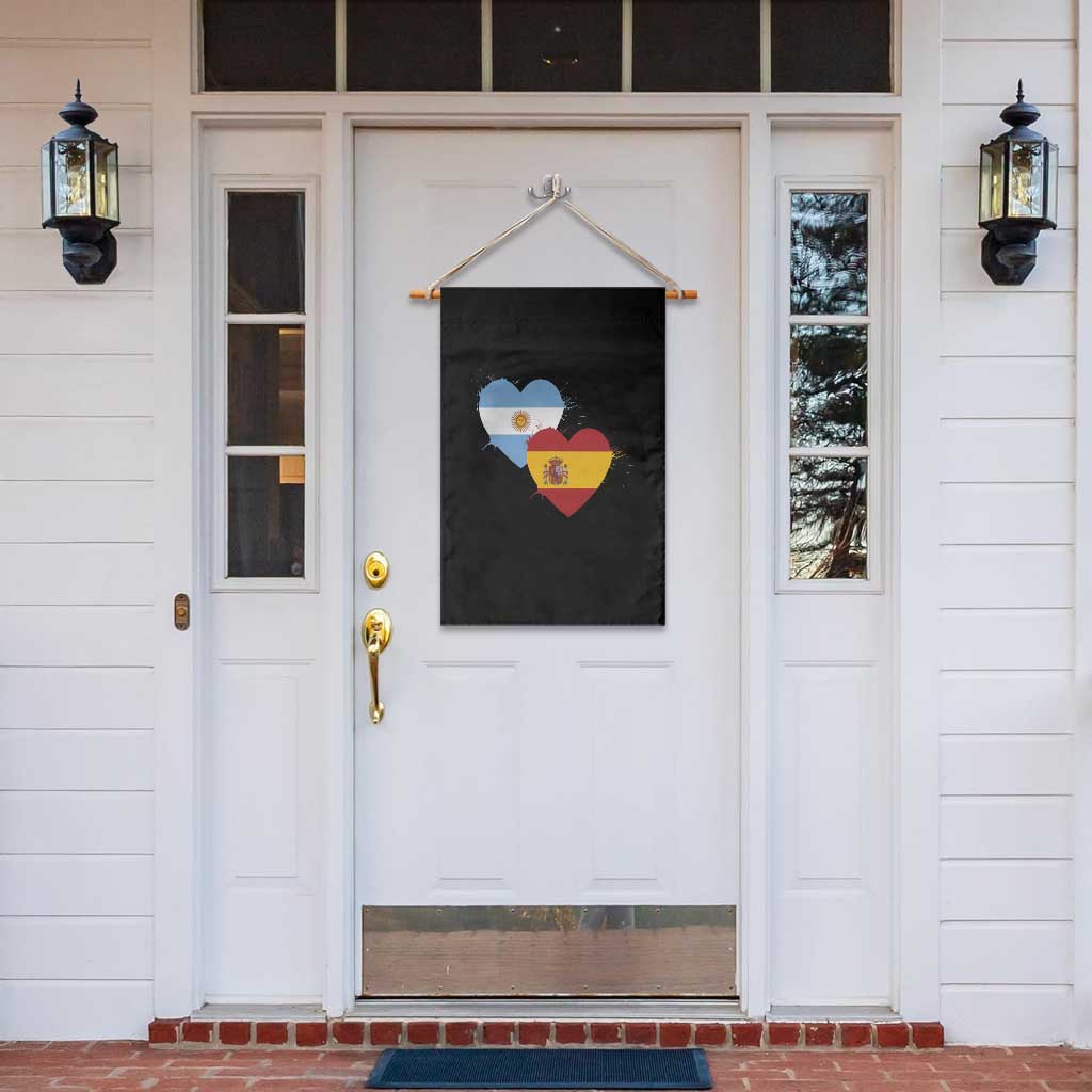 Argentina Spain Flag Two Hearts Graphic Garden Flag Dual Argentine Spanish Heritage Love Pride