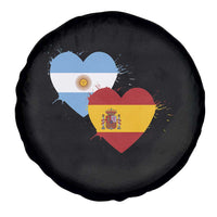 Argentina Spain Flag Two Hearts Graphic Spare Tire Cover Dual Argentine Spanish Heritage Love Pride