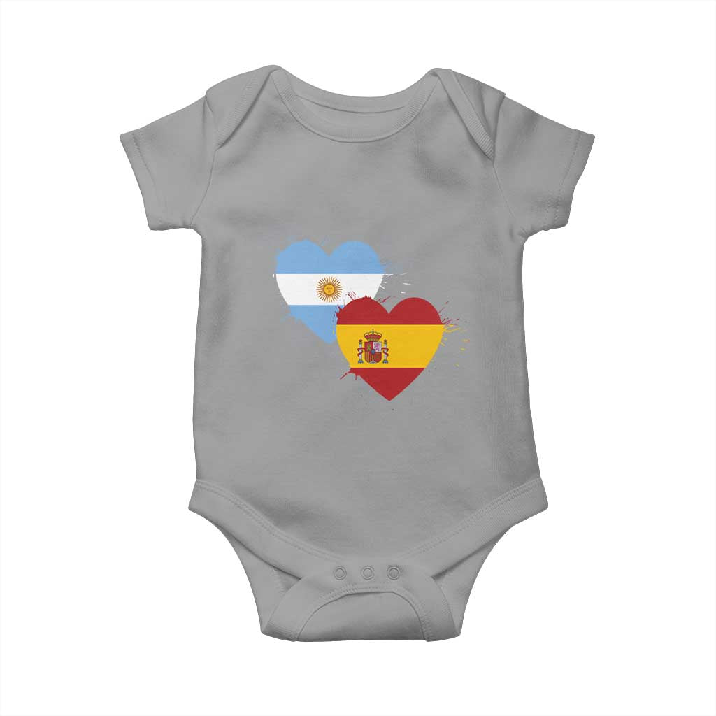 Argentina Spain Flag Two Hearts Graphic Baby Onesie Dual Argentine Spanish Heritage Love Pride