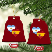Argentina Spain Flag Two Hearts Graphic Ceramic Ornament Dual Argentine Spanish Heritage Love Pride