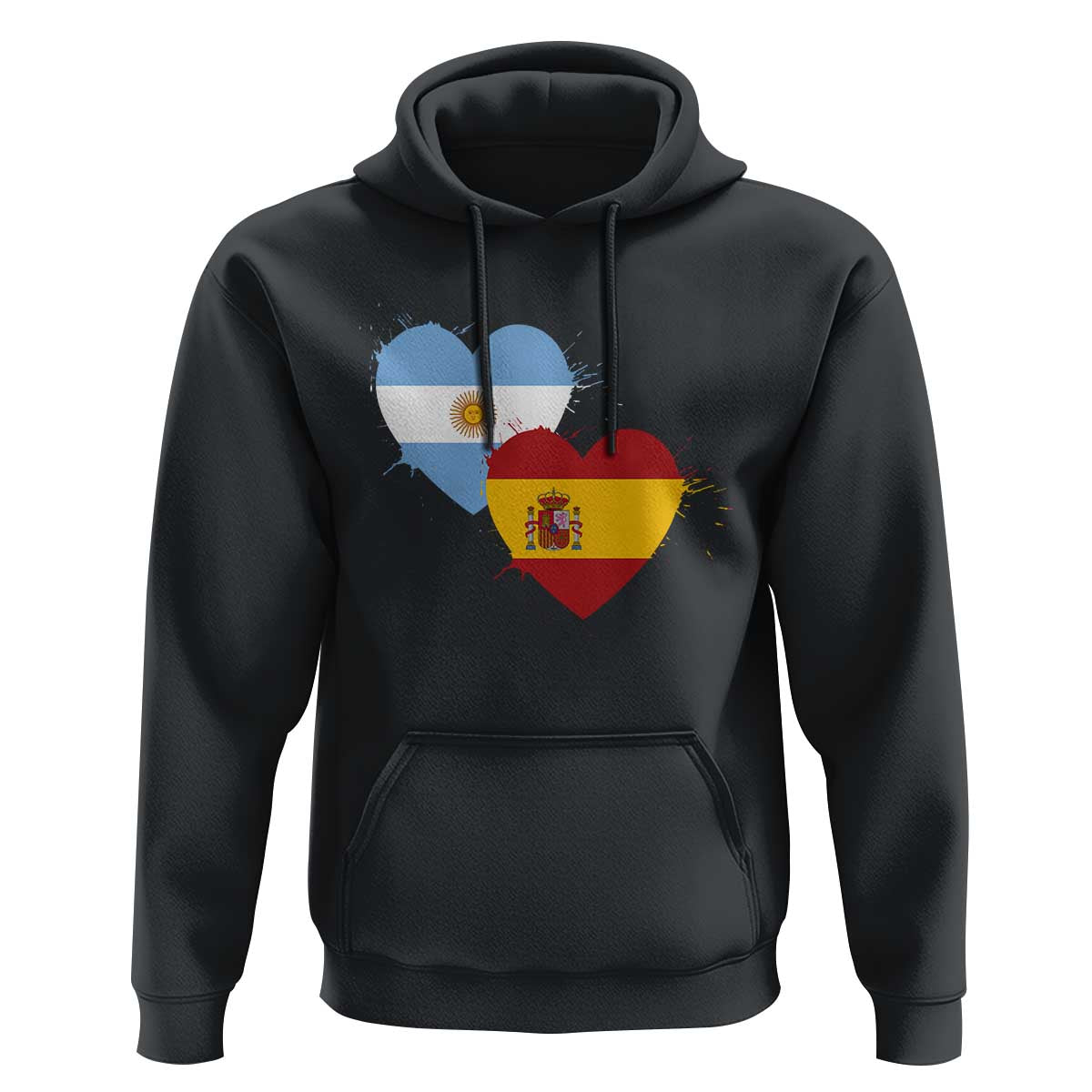 Argentina Spain Flag Two Hearts Graphic Hoodie Dual Argentine Spanish Heritage Love Pride