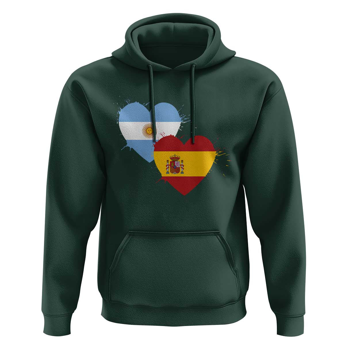 Argentina Spain Flag Two Hearts Graphic Hoodie Dual Argentine Spanish Heritage Love Pride