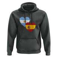 Argentina Spain Flag Two Hearts Graphic Hoodie Dual Argentine Spanish Heritage Love Pride
