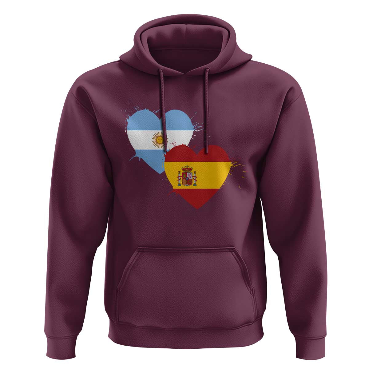 Argentina Spain Flag Two Hearts Graphic Hoodie Dual Argentine Spanish Heritage Love Pride