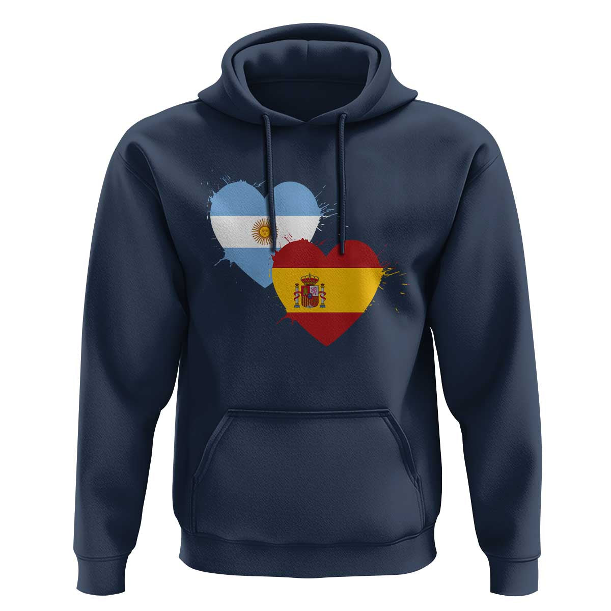 Argentina Spain Flag Two Hearts Graphic Hoodie Dual Argentine Spanish Heritage Love Pride