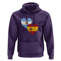 Argentina Spain Flag Two Hearts Graphic Hoodie Dual Argentine Spanish Heritage Love Pride