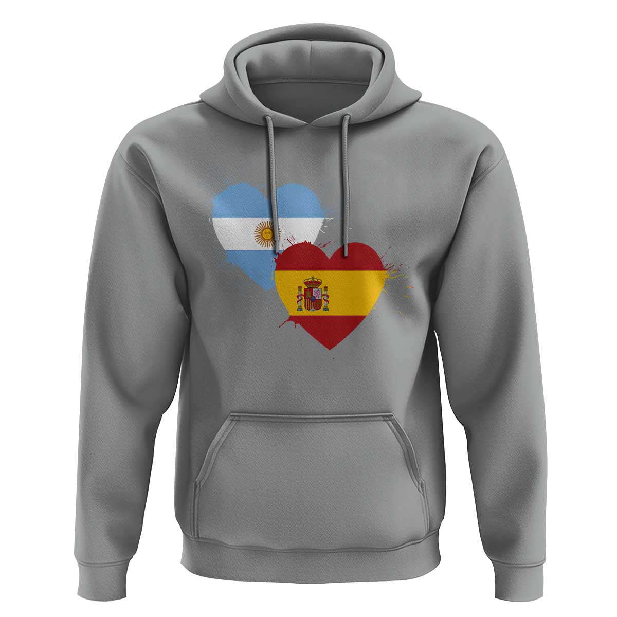 Argentina Spain Flag Two Hearts Graphic Hoodie Dual Argentine Spanish Heritage Love Pride