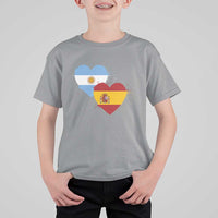 Argentina Spain Flag Two Hearts Graphic T Shirt For Kid Dual Argentine Spanish Heritage Love Pride