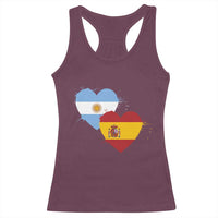 Argentina Spain Flag Two Hearts Graphic Racerback Tank Top Dual Argentine Spanish Heritage Love Pride