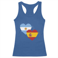 Argentina Spain Flag Two Hearts Graphic Racerback Tank Top Dual Argentine Spanish Heritage Love Pride