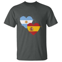 Argentina Spain Flag Two Hearts Graphic T Shirt Dual Argentine Spanish Heritage Love Pride
