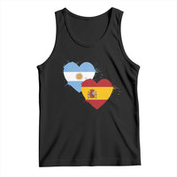 Argentina Spain Flag Two Hearts Graphic Tank Top Dual Argentine Spanish Heritage Love Pride