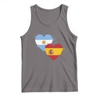 Argentina Spain Flag Two Hearts Graphic Tank Top Dual Argentine Spanish Heritage Love Pride