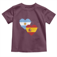 Argentina Spain Flag Two Hearts Graphic Toddler T Shirt Dual Argentine Spanish Heritage Love Pride