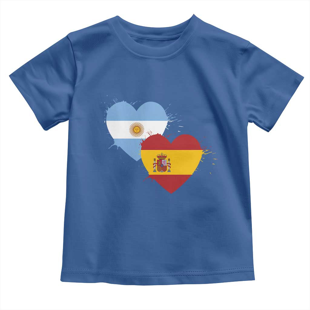 Argentina Spain Flag Two Hearts Graphic Toddler T Shirt Dual Argentine Spanish Heritage Love Pride