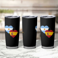 Argentina Spain Flag Two Hearts Graphic Tumbler Cup Dual Argentine Spanish Heritage Love Pride