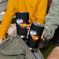 Argentina Spain Flag Two Hearts Graphic Tumbler Cup Dual Argentine Spanish Heritage Love Pride