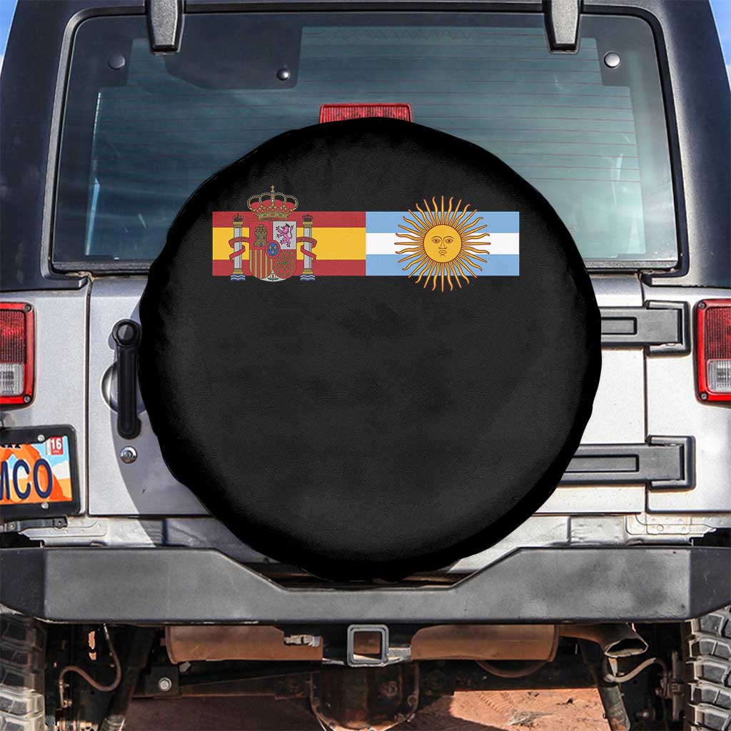 Spain Argentina Dual Flag Graphic Spare Tire Cover Mixed Roots Spanish Argentine Heritage Pride Match Day