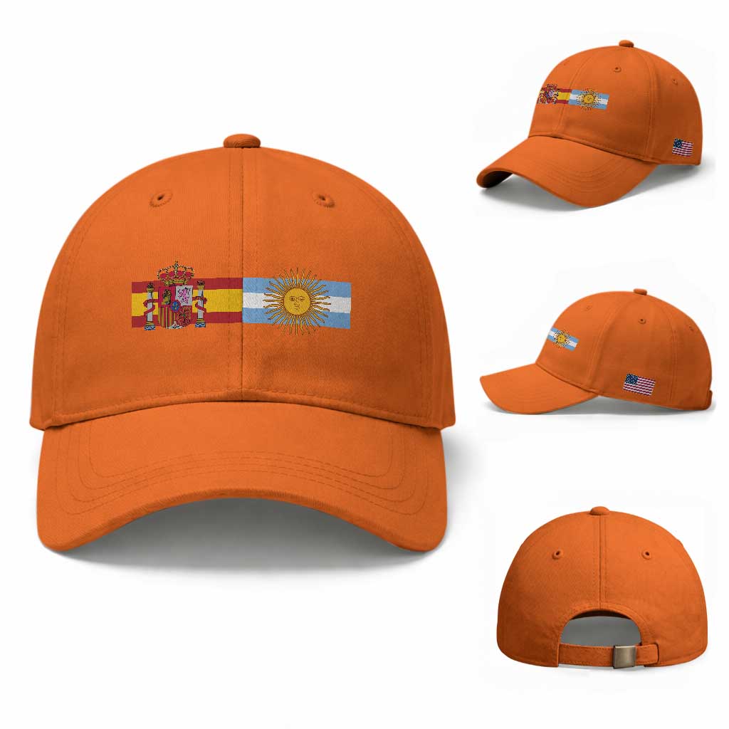 Spain Argentina Dual Flag Graphic Baseball Cap Mixed Roots Spanish Argentine Heritage Pride Match Day
