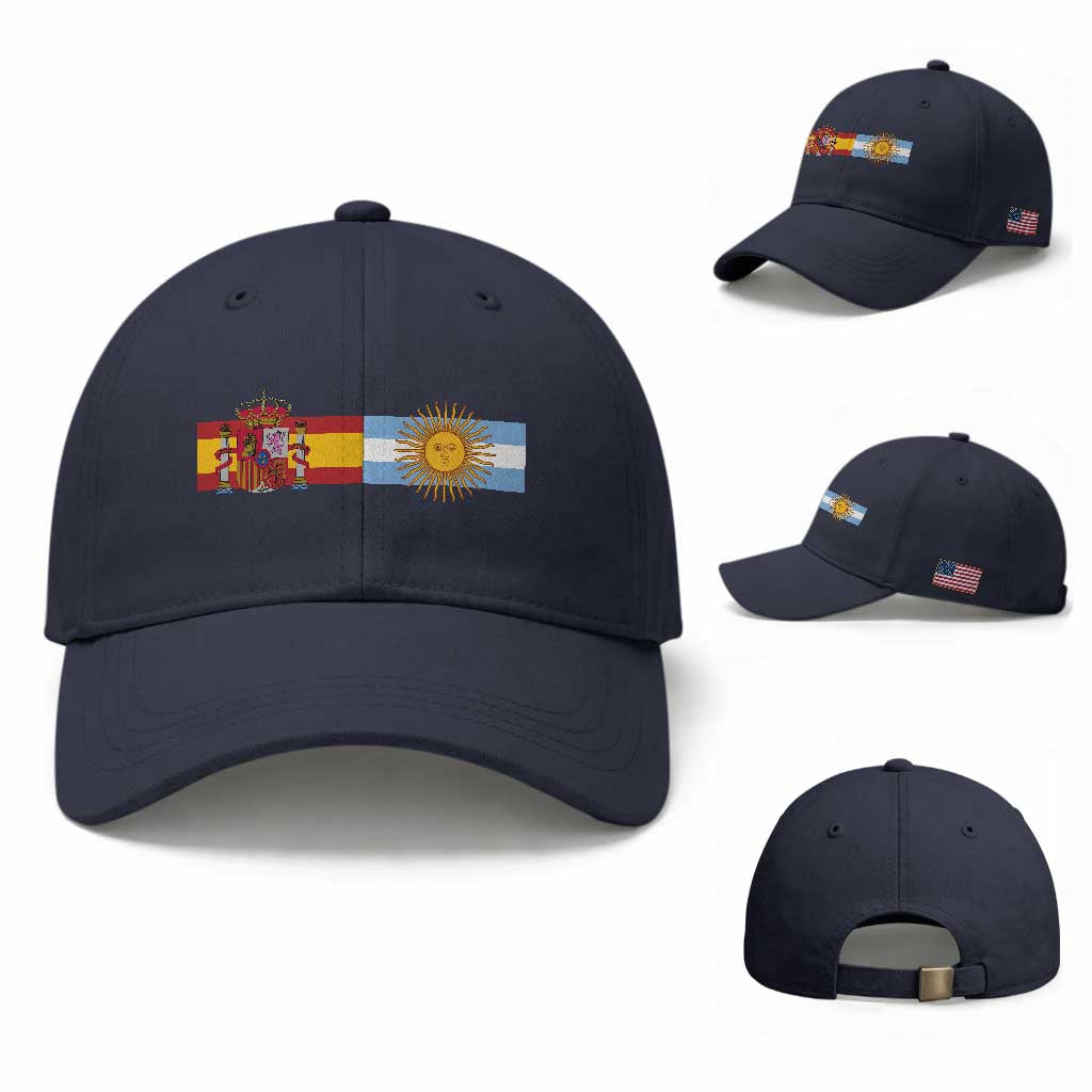 Spain Argentina Dual Flag Graphic Baseball Cap Mixed Roots Spanish Argentine Heritage Pride Match Day