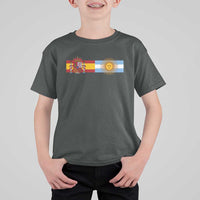 Spain Argentina Dual Flag Graphic T Shirt For Kid Mixed Roots Spanish Argentine Heritage Pride Match Day