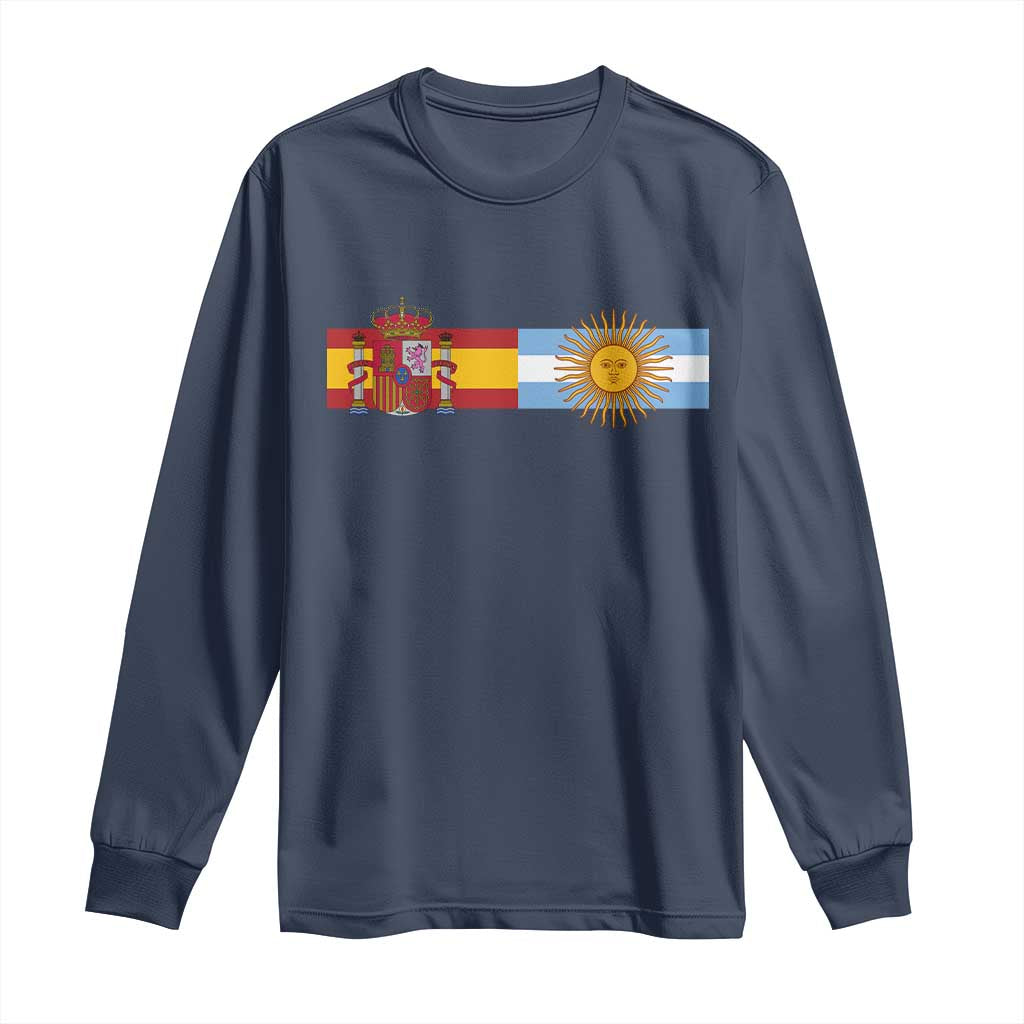 Spain Argentina Dual Flag Graphic Long Sleeve Shirt Mixed Roots Spanish Argentine Heritage Pride Match Day