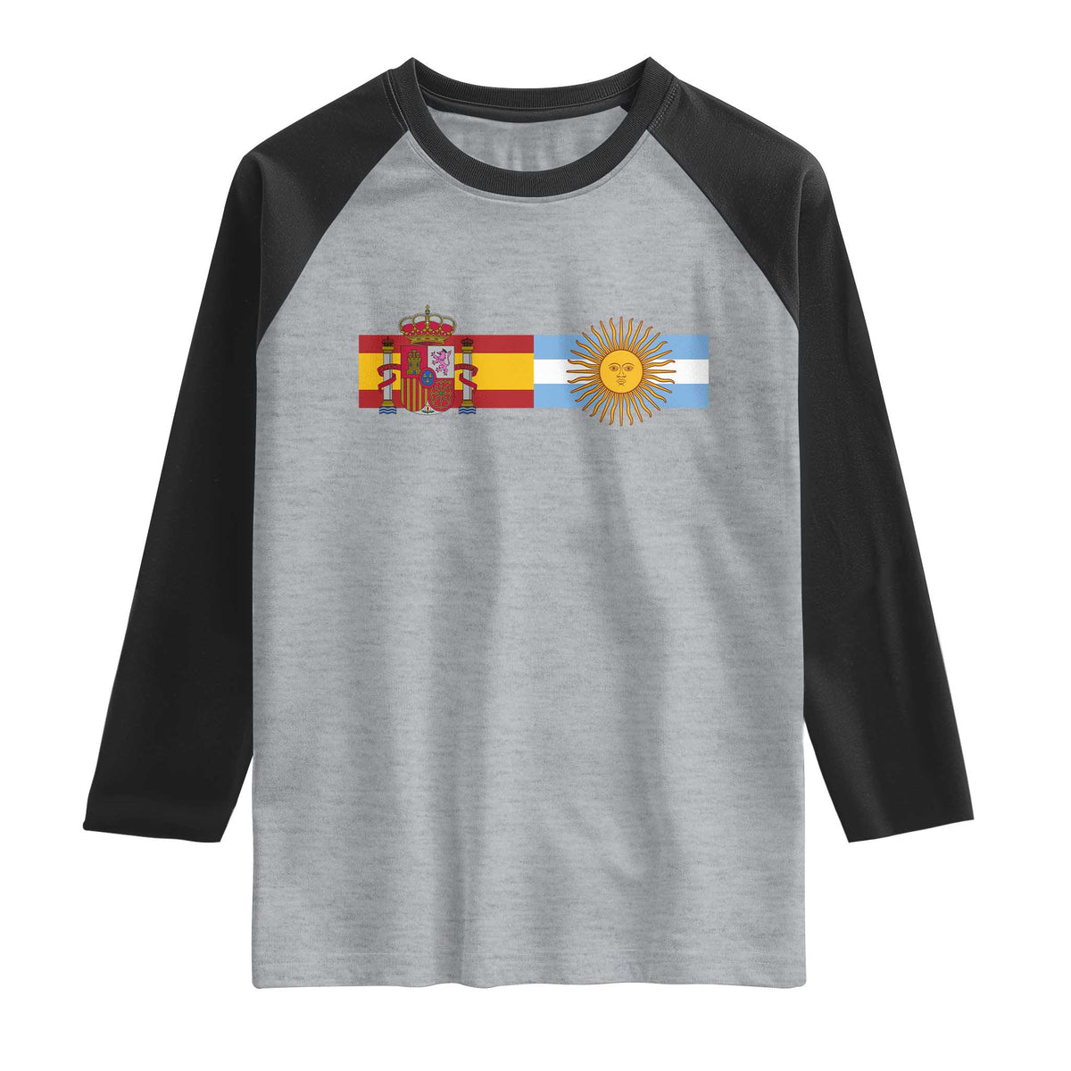 Spain Argentina Dual Flag Graphic Raglan Shirt Mixed Roots Spanish Argentine Heritage Pride Match Day
