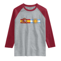 Spain Argentina Dual Flag Graphic Raglan Shirt Mixed Roots Spanish Argentine Heritage Pride Match Day
